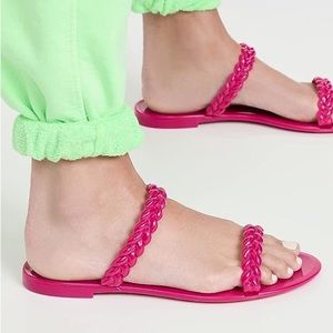 BNIB Stuart weitzman Jelly Braided Sandals Fuchsia size 10